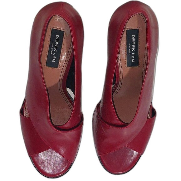 DEREK LAM Women's Leather Trey Stiletto 4" Heel Lipstick Red Size 7.5B EUC - Picture 5 of 16